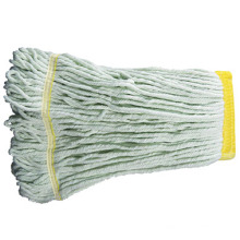 Looped-End Premium Mop Head with Yellow Band, Green